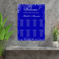 Wedding royal blue silver glitter seat chart