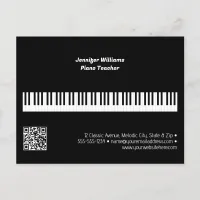 Professional Piano Teacher Music Business QR Code Postcard