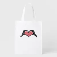 Skeleton Hand Heart Sign Valentines Day Classic Grocery Bag