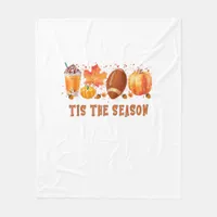 Tis The Season Leopard Football Halloween Fall Fleece Blanket