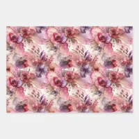 Pink & Purple Flower Alcohol Ink Medium Print Wrapping Paper Sheets