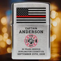 Firefighter Retirement Maltese Cross Thin Red Line Zippo Lighter