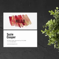 Professional Modern Red  and Gold Watercolor Business Card