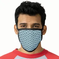 Blue Grey Hexagon Geometric Pattern Face Mask