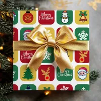 Modern Christmas Santa Tree Ornaments Snowman  Wrapping Paper