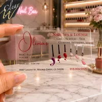 Elegant Nail Polish Drips Clear Nail Spa & Lounge Business Cards