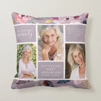 Lilac Floral Elegant Photo Collage Memorial Throw Pillow