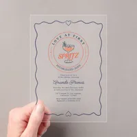 Love at First Spritz Preppy Acrylic Bridal Shower Invitations