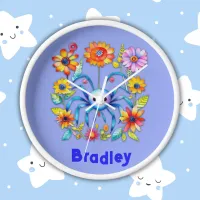 Monogram Boy Name - Cute spider in blue | Clock