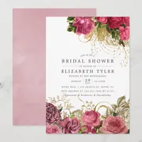 Vintage Chic Rose Gold and Blush Bridal Shower Invitation