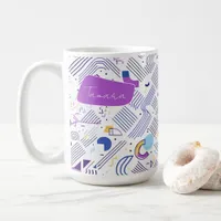 Retro Geometric Abstract Pat#4 Purple Blue ID1067 Coffee Mug