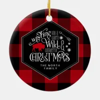 Wild Wonderful Christmas Red Buffalo Plaid ID604 Ceramic Ornament