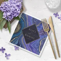 Abstract Agate Wedding Midnight v2 ID827 Paper Dinner Napkins