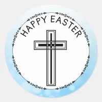 Happy Easter Blue Cross Religious Stickers