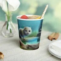 Cute baby otter in pond - personalizable      paper cups