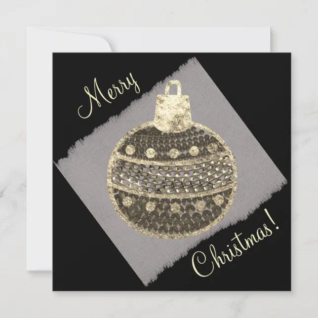 Merry Christmas - shining bauble with sequins sepi