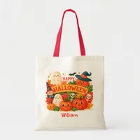 Personalized Happy Halloween Cute Ghosts Tote Bag