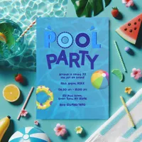 Tropical Summer Pool Party Invitation