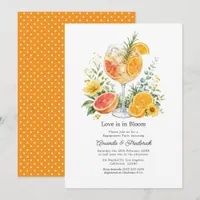 Elegant Citrus Cocktail Floral Engagement Party Invitation