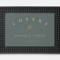 Simple Elegance Wedding Cheers Green ID1022 Bar Mat