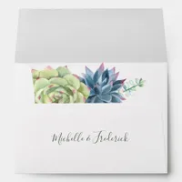 Watercolor Desert Cactus Succulents Wedding Envelope