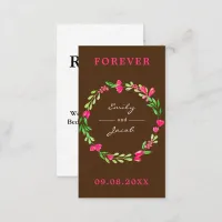 Elegant Pink Floral Wreath Brown Wedding Registry Enclosure Card