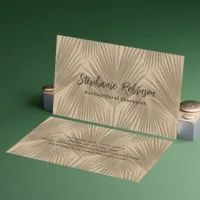 Minimalist Serene Elegant Palm Leaf Horticulture Business Card