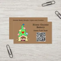 QR Code Gnome Hometown Bakery Light Brown Business Card