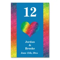 [Rainbow Crinkle Wedding] Heart Bar Menu Blue Table Number