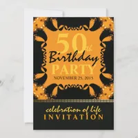 Tribal Lace Batik 50th Birthday Party Invitations