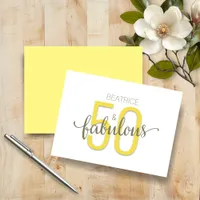 50 and Fabulous Birthday Gold Typography Birthday