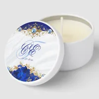 Elegant Floral Wedding Royal Blue Thank You Mini Candle Favors