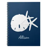 Custom Coastal Beach Blue Starfish Sand Dollar Notebook