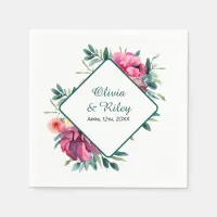 Mauve and Burgundy Floral Wedding Napkins