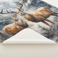 Reindeer in Winter Wonderland Sherpa Blanket