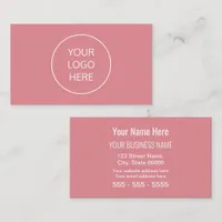 Blush Pink Simple Modern Add Your Logo Business Card