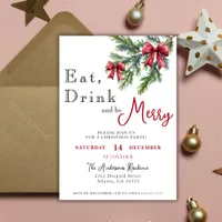 Eat Drink And Be Merry Christmas Drinks Party  Invitation