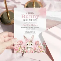 Watercolor Bunny is on the Way Baby Shower Invitation