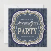 Rustic Timber Denim Custom Age Birthday Party Invitation