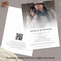 Boho Photo Overlay QR Code Bohemian Wedding  Invitation