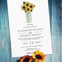 Elegant Sunflowers Mason Jar Wedding  Invitation