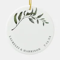 Simple Eucalyptus Botanical Wedding Ceramic Ornament