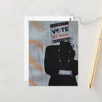 Vote By Mail Woman Mixed Media Collage Postcard