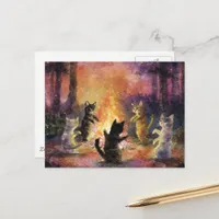 Cats Dancing Around the Bonfire Postcard