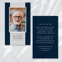 Modern Blue Gray Photo Memorial Prayer Card