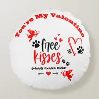 Dog Valentine - Free Kisses Definitely Contains |  Round Pillow