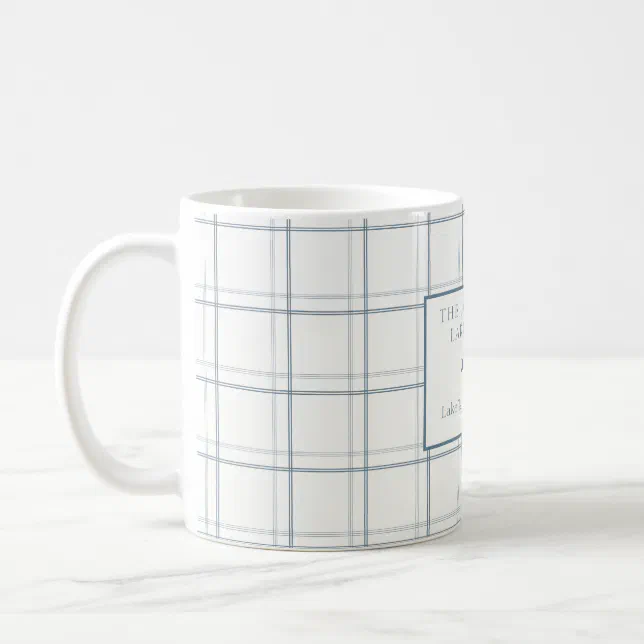 Classic Customizable Plaid Lake House Blue Fish Coffee Mug