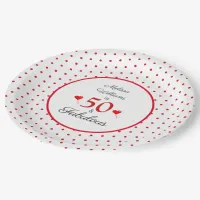 50 & Fabulous Name Photo Red 50th Birthday WH Red Paper Plates