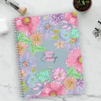 Colorful Hand-Painted Flowers and Leaves Botanical Notebook