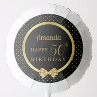 Black And Gold Ribbon Elegant 50th Birthday Balloon